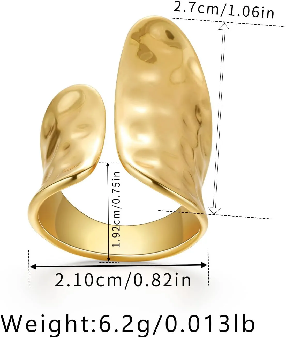 YBMYCM Gold Chunky Rings for Women Adjustable Geometric Rings Open Gold Plated Rings for Women