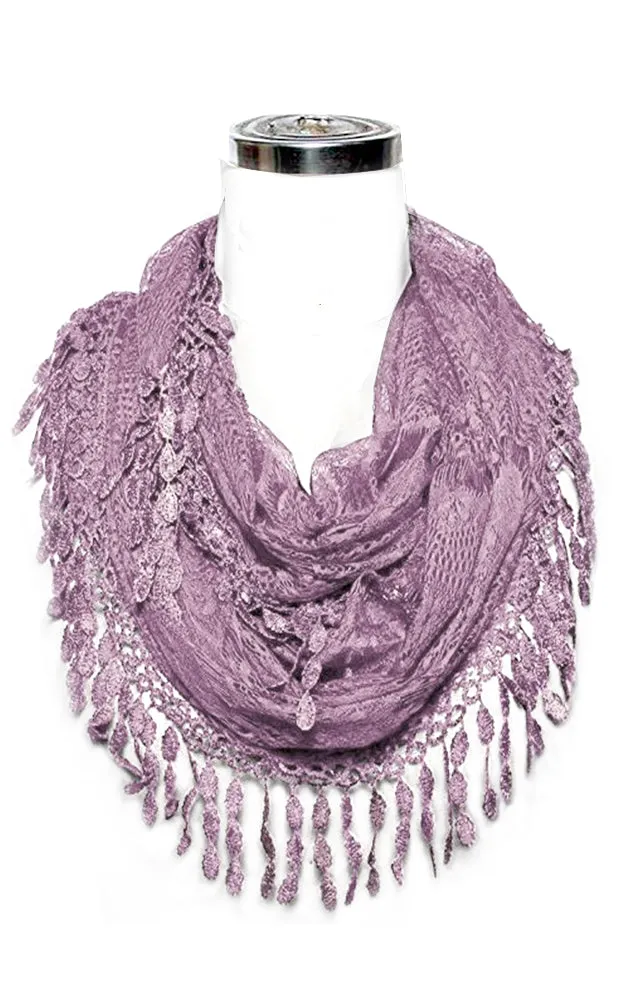 YH15 Teardrop Lace Sheer Infinity Scarf