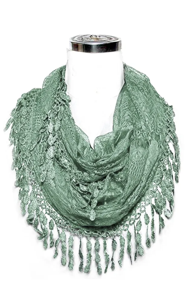 YH15 Teardrop Lace Sheer Infinity Scarf