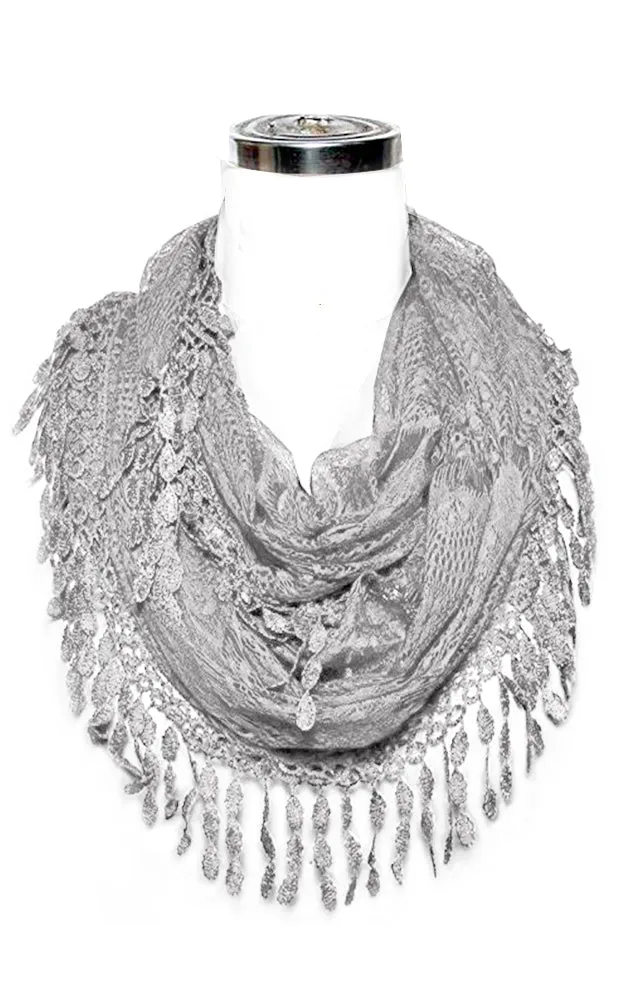 YH15 Teardrop Lace Sheer Infinity Scarf