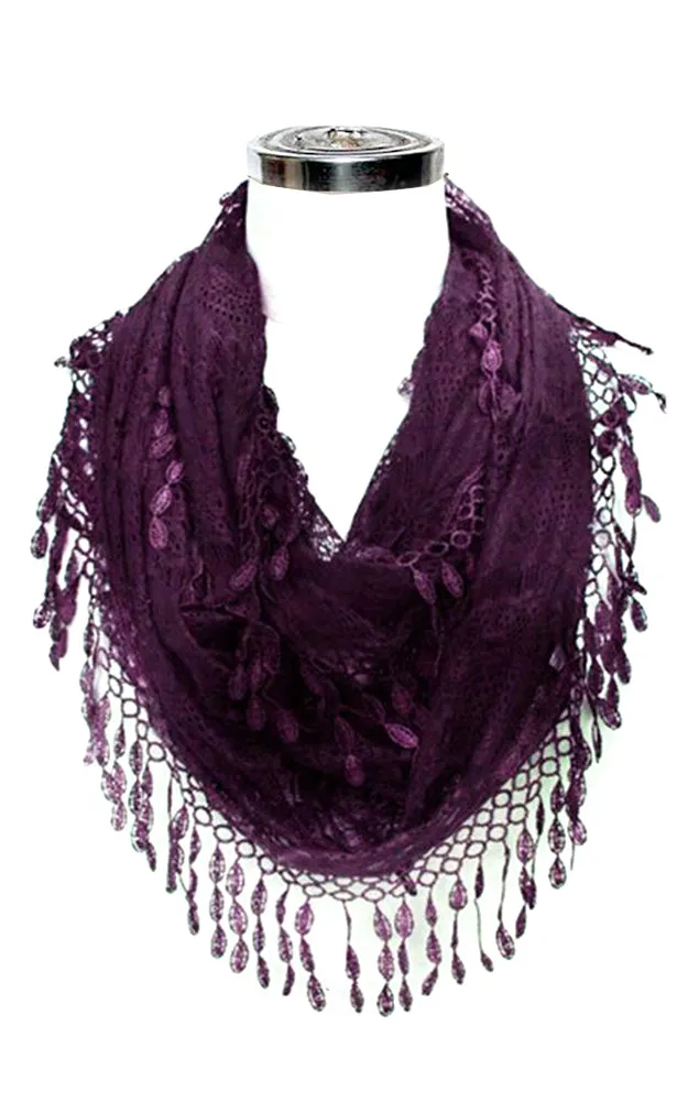 YH15 Teardrop Lace Sheer Infinity Scarf