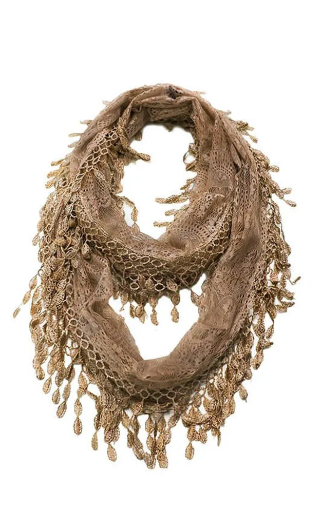 YH15 Teardrop Lace Sheer Infinity Scarf