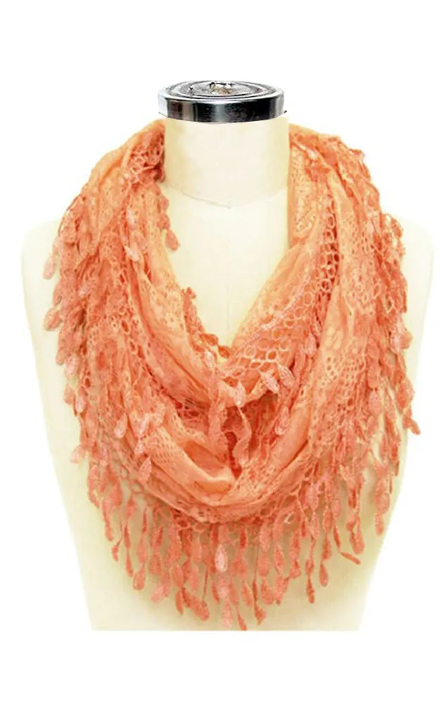 YH15 Teardrop Lace Sheer Infinity Scarf