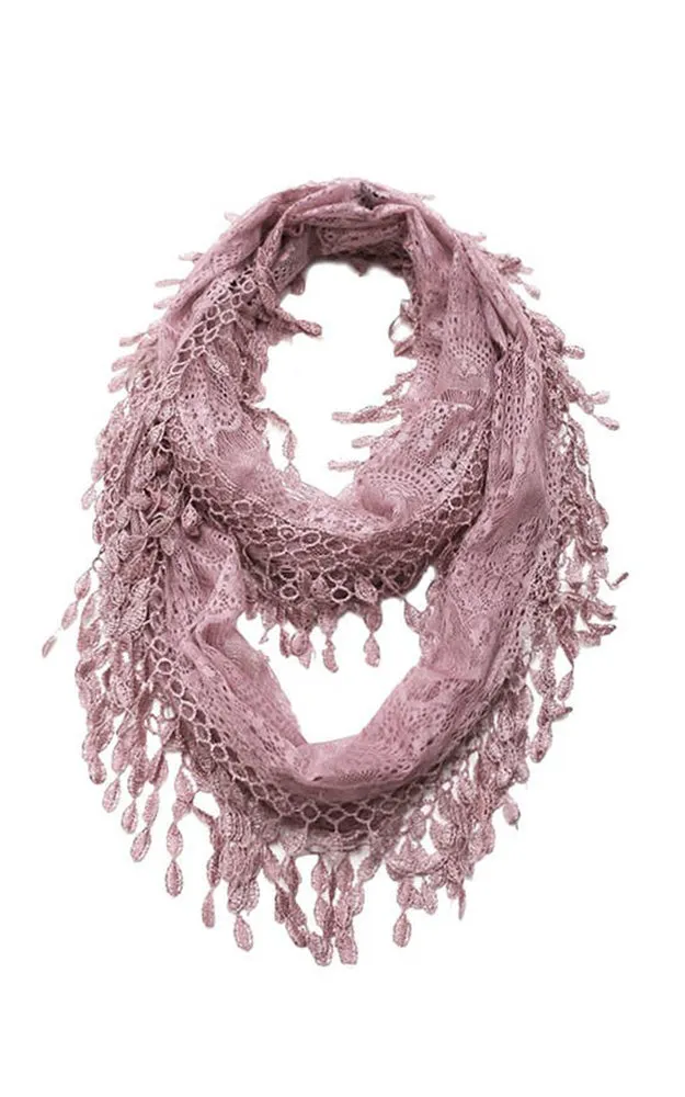 YH15 Teardrop Lace Sheer Infinity Scarf