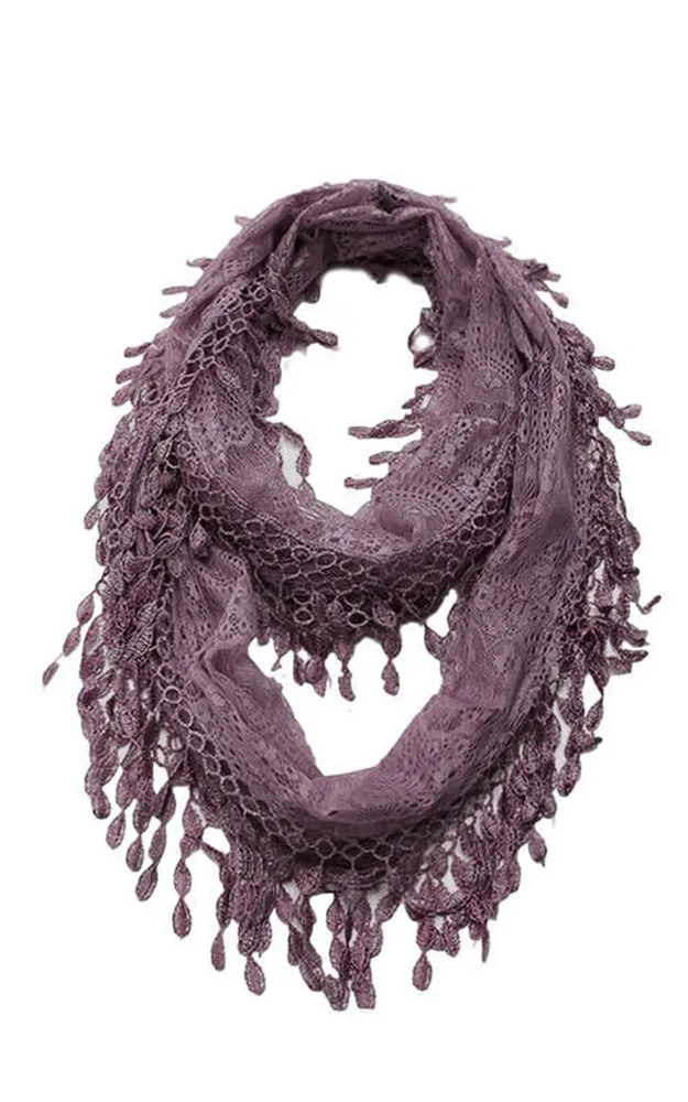 YH15 Teardrop Lace Sheer Infinity Scarf