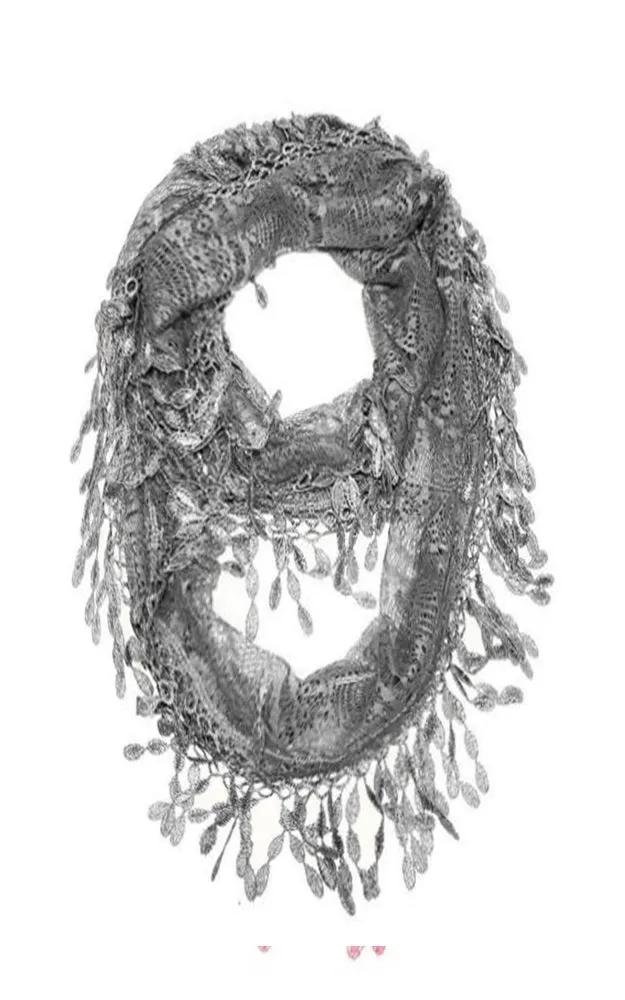 YH15 Teardrop Lace Sheer Infinity Scarf