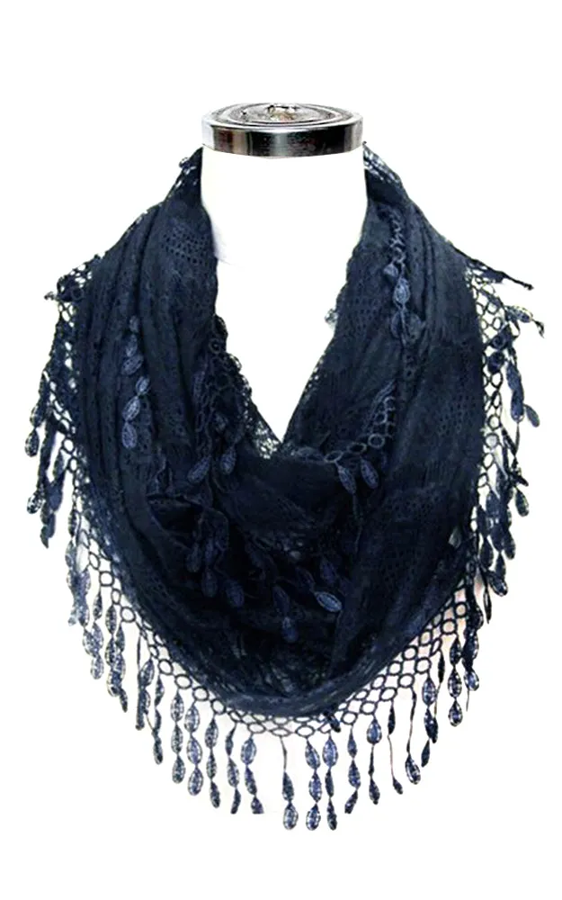 YH15 Teardrop Lace Sheer Infinity Scarf
