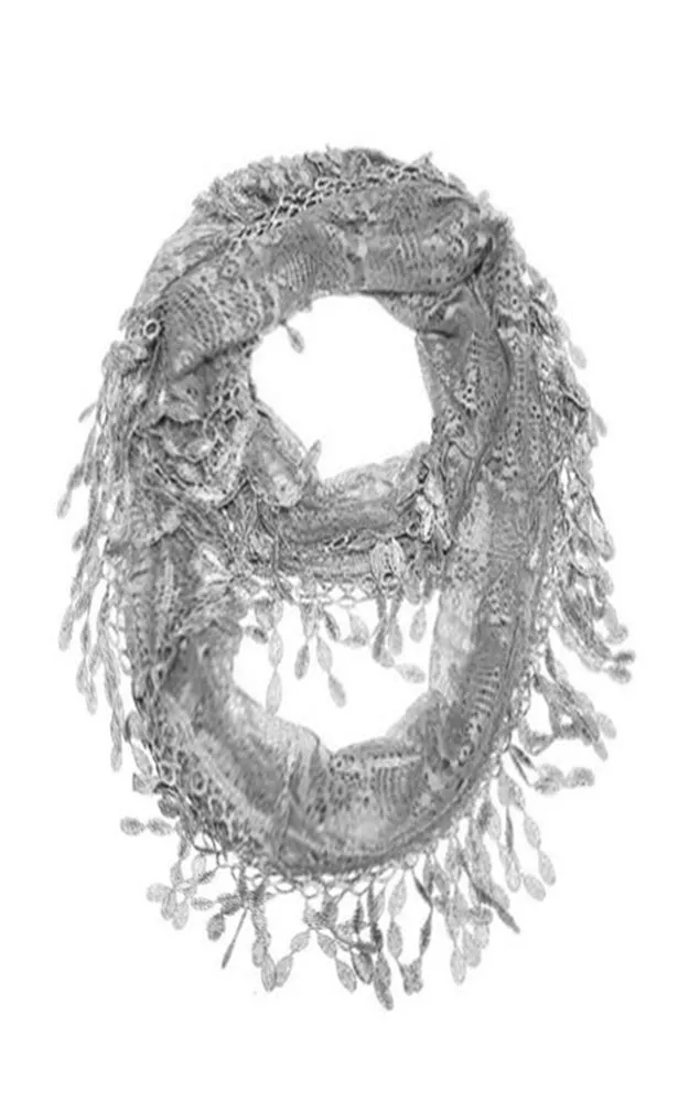 YH15 Teardrop Lace Sheer Infinity Scarf