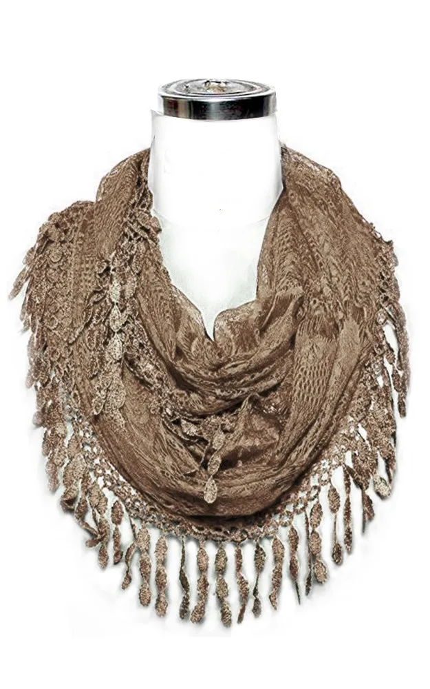 YH15 Teardrop Lace Sheer Infinity Scarf