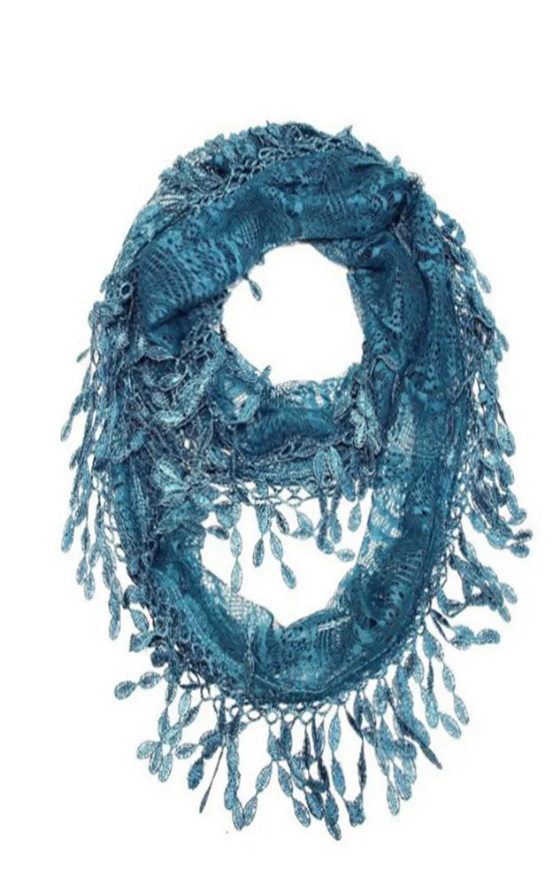 YH15 Teardrop Lace Sheer Infinity Scarf