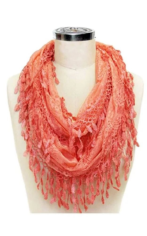 YH15 Teardrop Lace Sheer Infinity Scarf