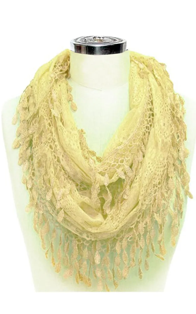YH15 Teardrop Lace Sheer Infinity Scarf