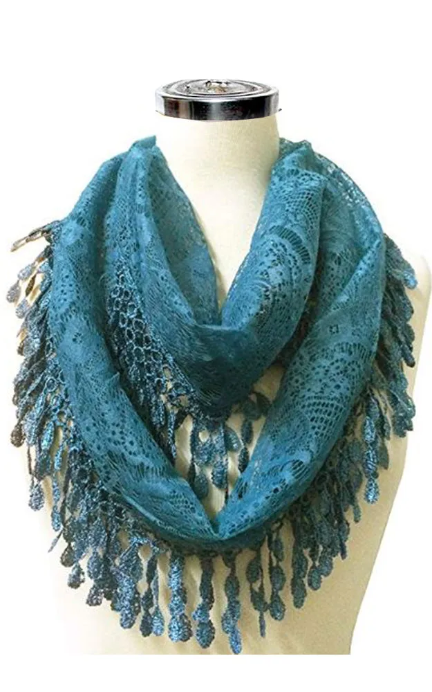 YH15 Teardrop Lace Sheer Infinity Scarf