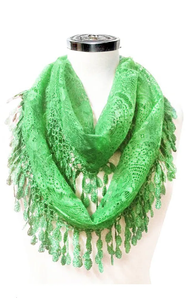 YH15 Teardrop Lace Sheer Infinity Scarf