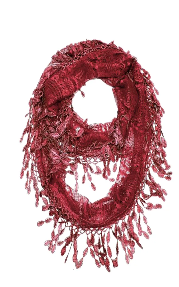 YH15 Teardrop Lace Sheer Infinity Scarf