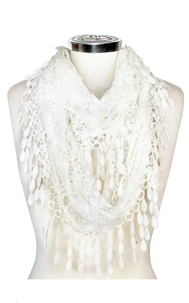 YH15 Teardrop Lace Sheer Infinity Scarf