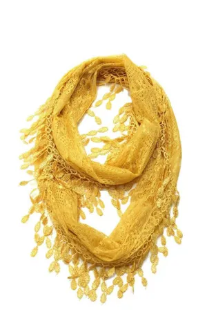 YH15 Teardrop Lace Sheer Infinity Scarf