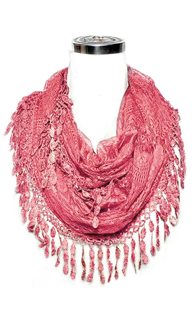 YH15 Teardrop Lace Sheer Infinity Scarf