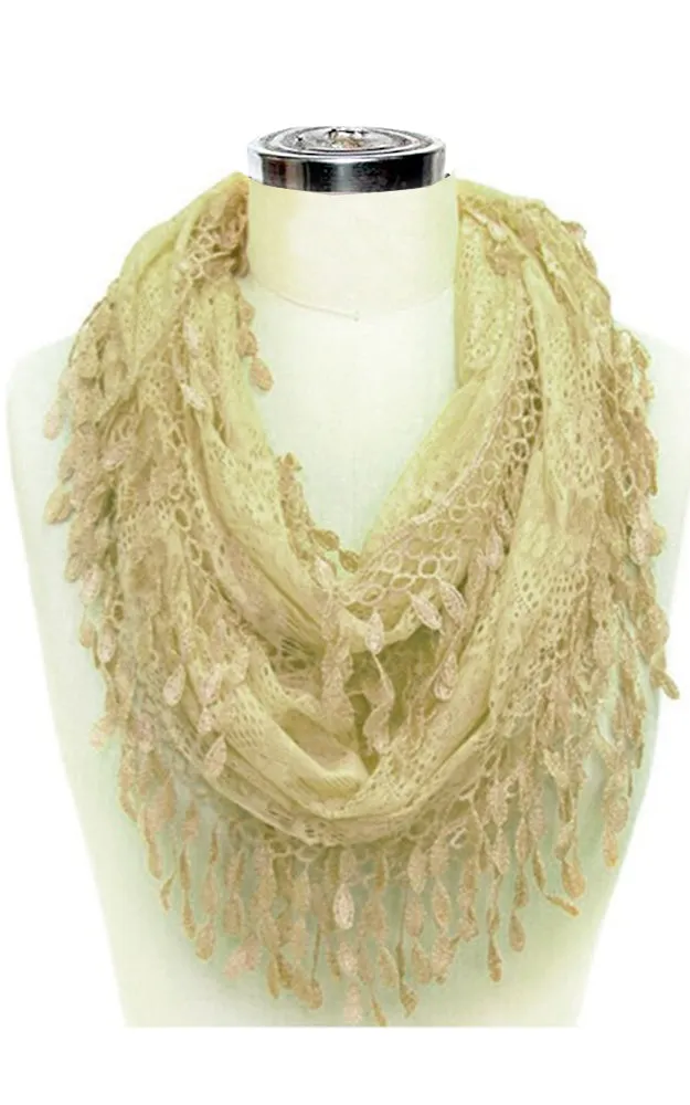 YH15 Teardrop Lace Sheer Infinity Scarf