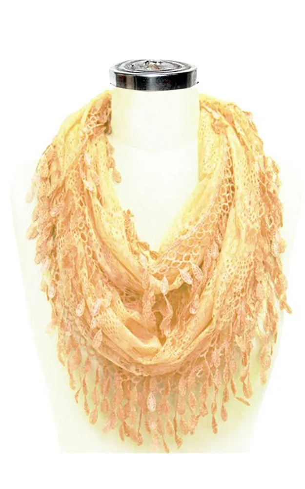 YH15 Teardrop Lace Sheer Infinity Scarf