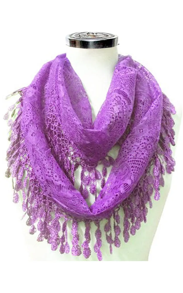 YH15 Teardrop Lace Sheer Infinity Scarf