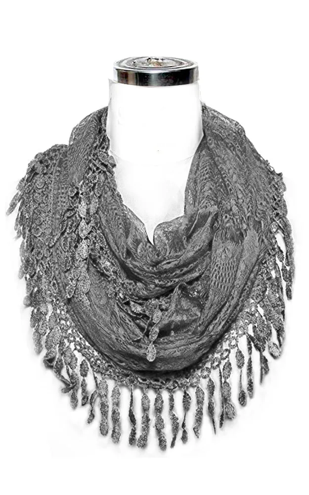 YH15 Teardrop Lace Sheer Infinity Scarf