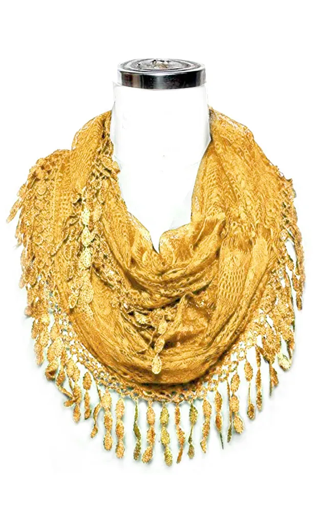 YH15 Teardrop Lace Sheer Infinity Scarf