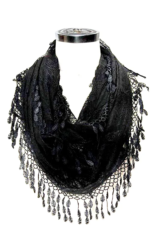YH15 Teardrop Lace Sheer Infinity Scarf