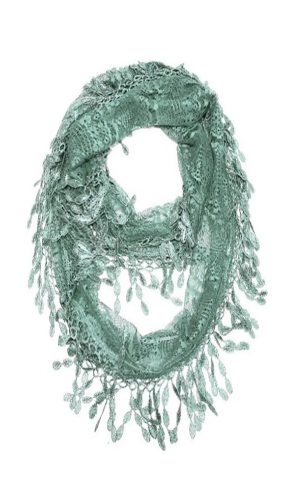 YH15 Teardrop Lace Sheer Infinity Scarf