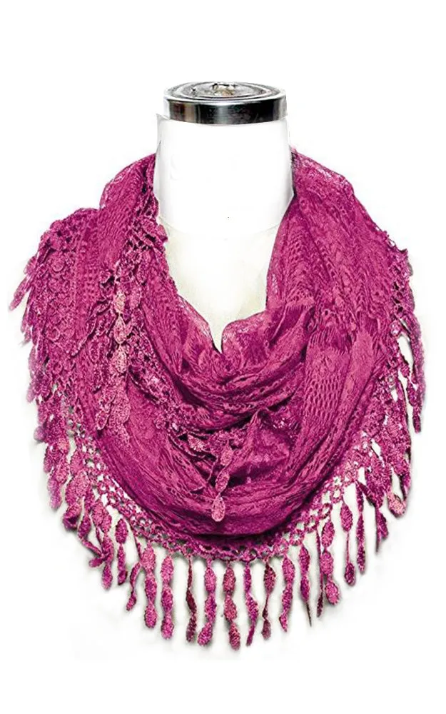 YH15 Teardrop Lace Sheer Infinity Scarf