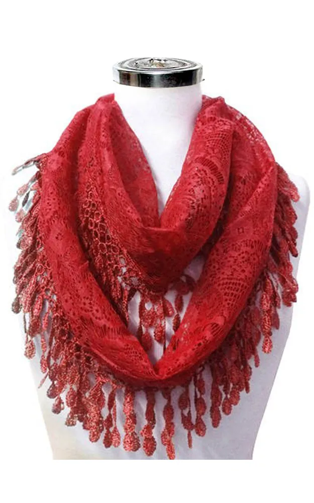 YH15 Teardrop Lace Sheer Infinity Scarf